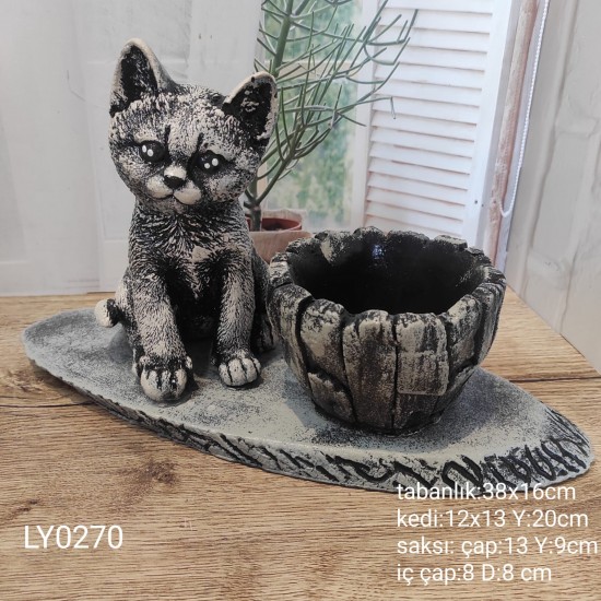 LY0270 KEDİ VE SAKSI KÜTÜK TABANLIKLI